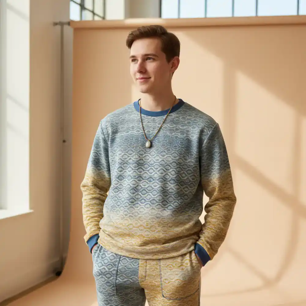 Model with an invisible disability wearing sensory-friendly soft fabrics